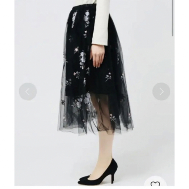 mysty woman(ミスティウーマン)のチュール刺繍ギャザースカートmysty womenミスティウーマン レディースのスカート(ひざ丈スカート)の商品写真