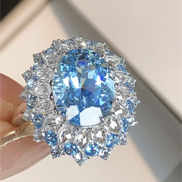 天然アクアマリン リング5ct k18 ¥