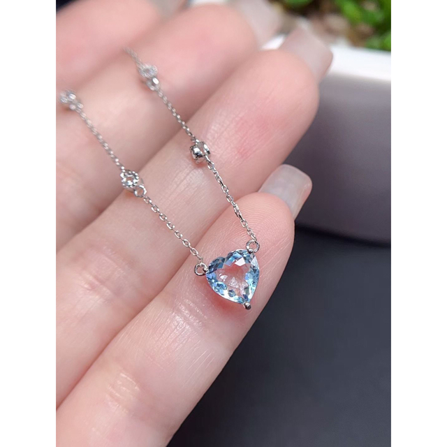 【厳選/高品質】一粒　天然 アクアマリン ネックレス 0.21ct 18金 YG