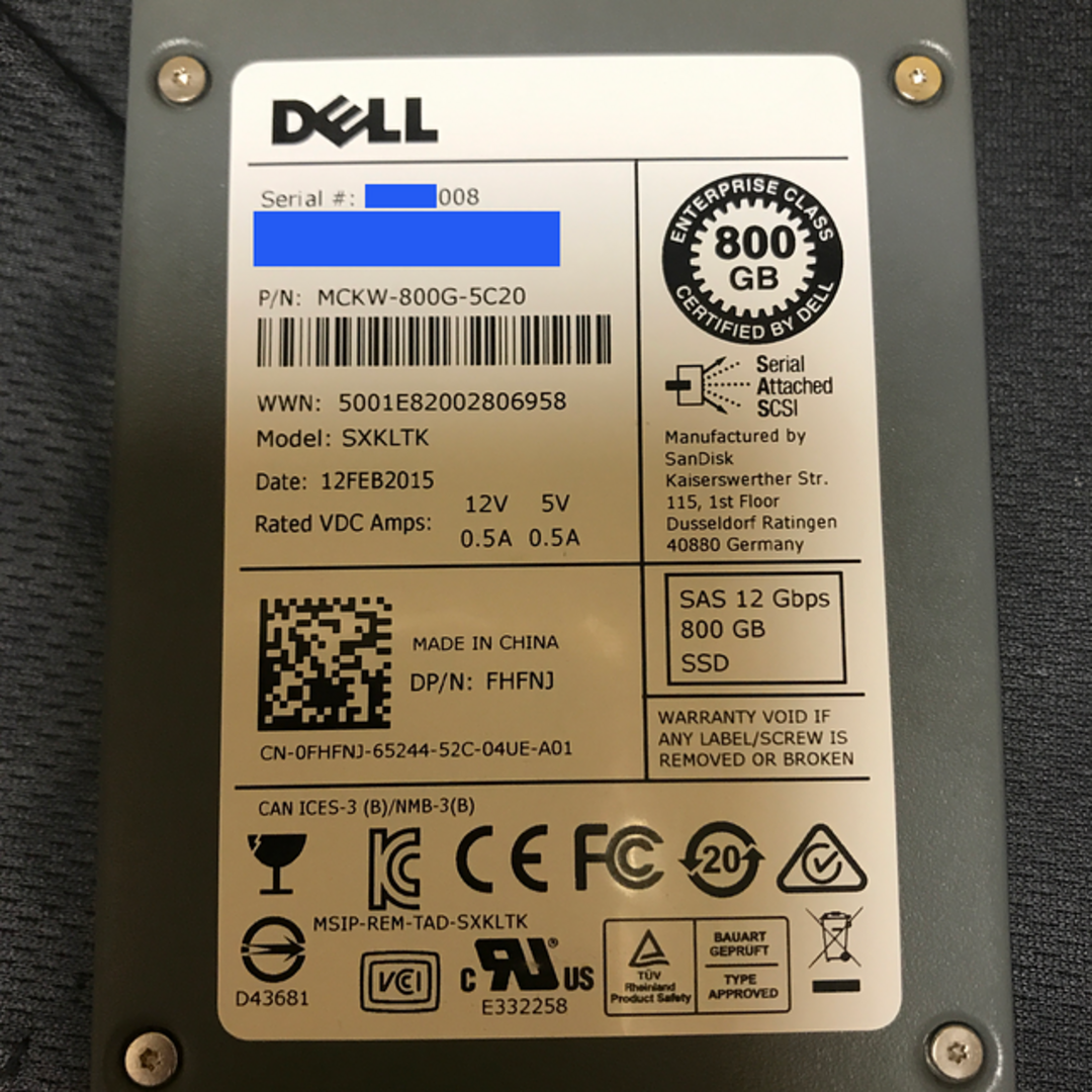 DELL - DELL SAS 800GB SSD 中古1点 動作確認済の通販 by 厕所帝國