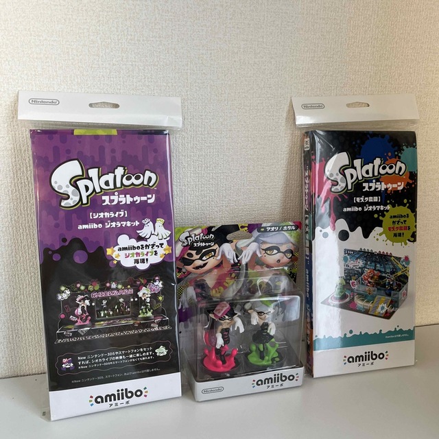 スプラトゥーン2 amiibo 3個 ジオラマキット 缶バッジ ガール ボーイ