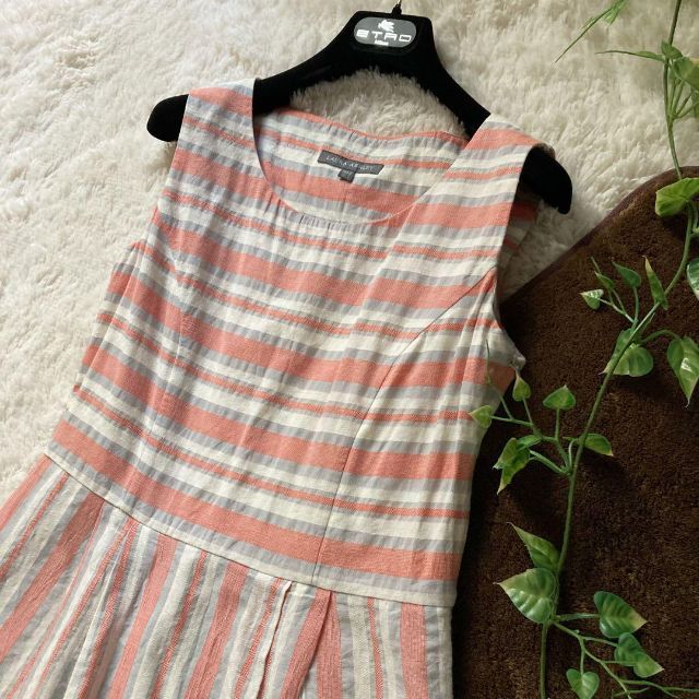 ローラアシュレイ オレンジ ストライプ ワンピース