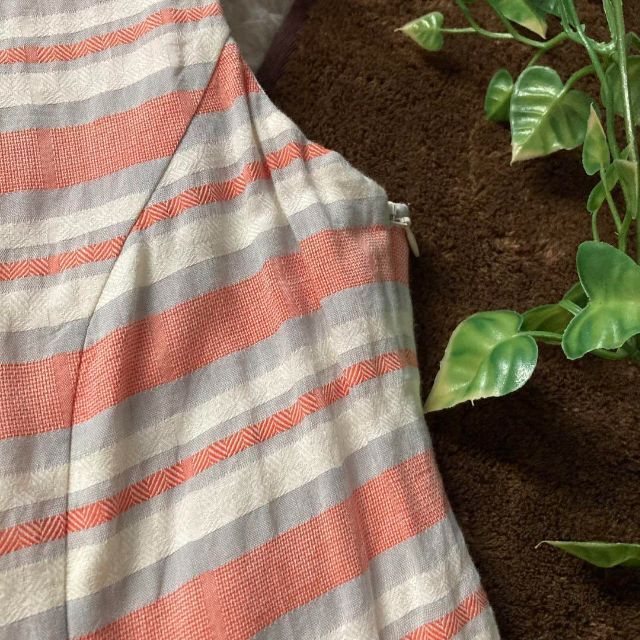 ローラアシュレイ オレンジ ストライプ ワンピース