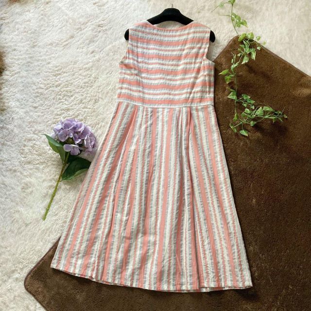ローラアシュレイ オレンジ ストライプ ワンピース