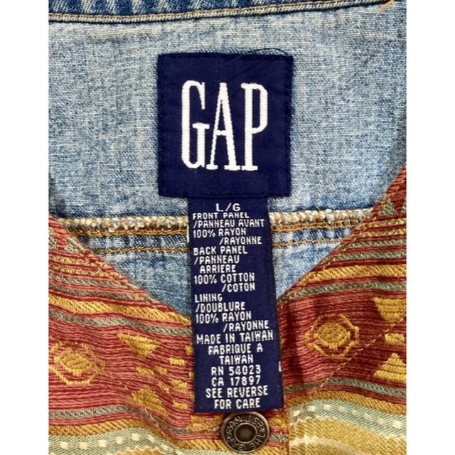 GAP(ギャップ)のビンテージ OLD GAP オールドギャップ 柄×デニムベスト ゴブラン織 レディースのトップス(ベスト/ジレ)の商品写真