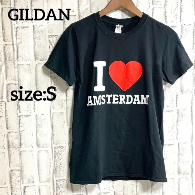 GILDANギルダン　プリントTシャツ　I LOVE AMSTERDAM  黒