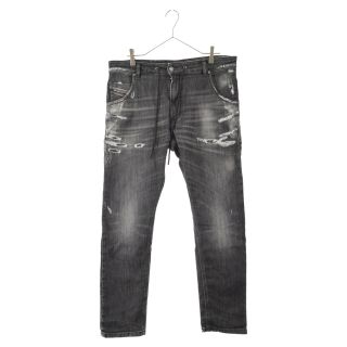 ディーゼル(DIESEL)のDIESEL ディーゼル KROOLEY JOGG JEAN A01897 ダメージアンドリペア加工デニムジョグパンツ デニムジョガー ストレッチジーンズ ブラック(デニム/ジーンズ)