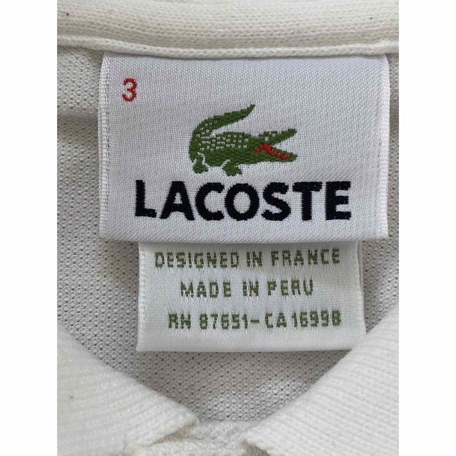 LACOSTE(ラコステ)のLACOSTE ラコステ ポロシャツ 白 サイズ3 L1212 メンズのトップス(ポロシャツ)の商品写真