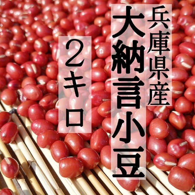 【送料無料】兵庫県産 無農薬 大納言小豆 ２kg 令和4年産 食品/飲料/酒の食品(野菜)の商品写真