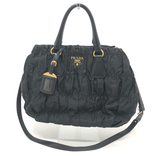 プラダ PRADA ギャザー B1789M ロゴ カバン 2WAY ハンドバッグ