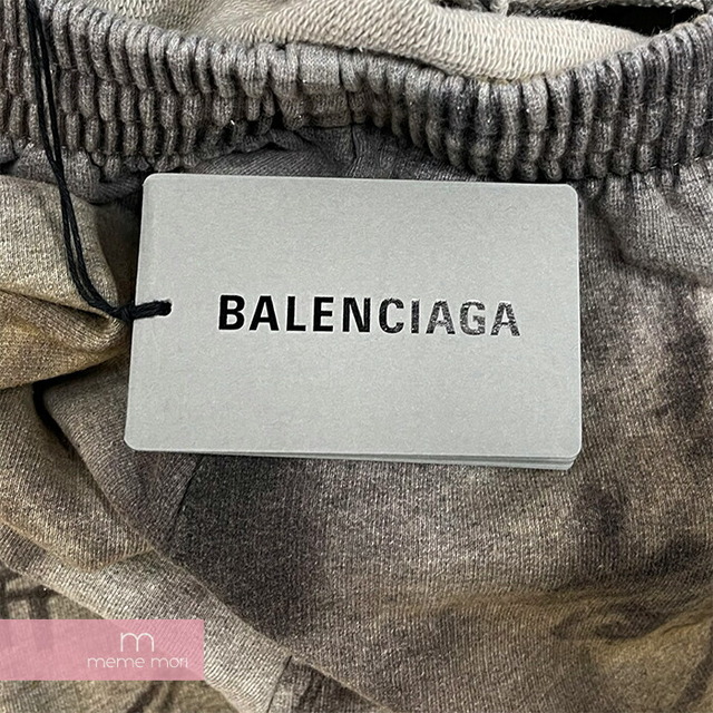 BALENCIAGA 2023SS Skater Baggy Sweatpants 740028 TOVA8 バレンシアガ  スケーターバギースウェットパンツ 汚れ・ダメージ加工 総柄プリント ロゴパッチ グレー サイズS【230503】【新古品】【me04】