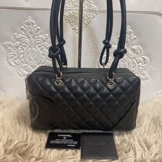 CHANEL ミニボストンバッグ カンボンライン マトラッセ ブラック