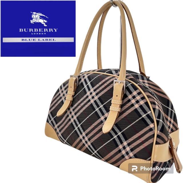 BURBERRY BLUE LABEL ハンドバッグ チェック 牛革ハンドル 競売 www