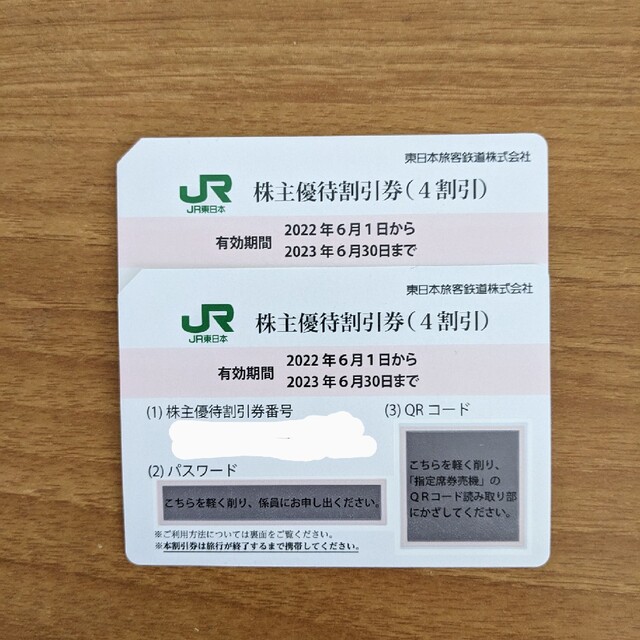 JR東日本　株主優待割引券　２枚