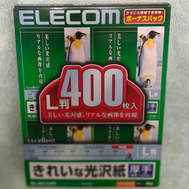 ELECOM(エレコム)のエレコム きれいな光沢紙 厚手 L判 ホワイト 400枚入 EJK-GAL400 インテリア/住まい/日用品のオフィス用品(その他)の商品写真