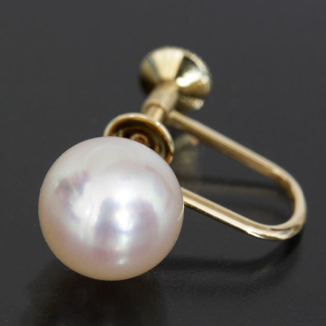 ミキモト MIKIMOTO アコヤパール 8mm イヤリング K14YG 片方-