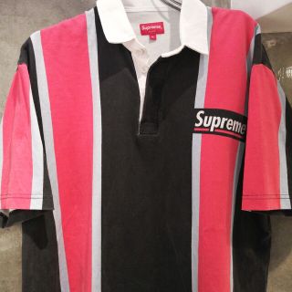 【ラグビー ワンポイント】Supreme stripe rugby shirt