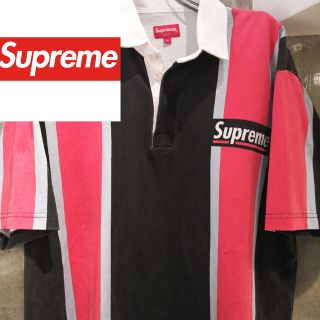 シュプリーム(Supreme)の【ラグビー　ワンポイント】Supreme stripe rugby shirt(ポロシャツ)