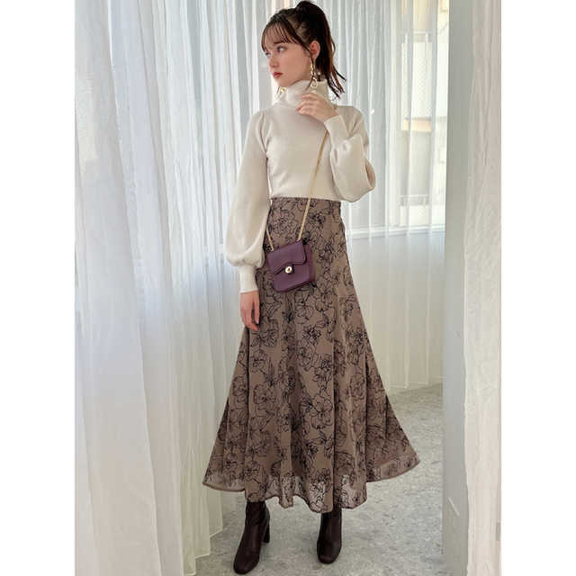 GRL(グレイル)のGRL 花柄刺繍フレアスカート レディースのスカート(ロングスカート)の商品写真