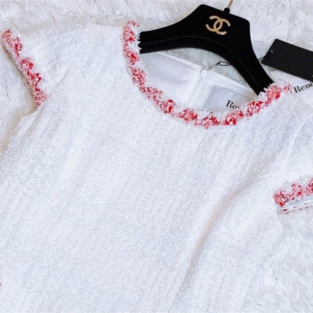 新品✨お直し済み】Rene ルネ ワンピース 白×赤 34 マリアケント社製