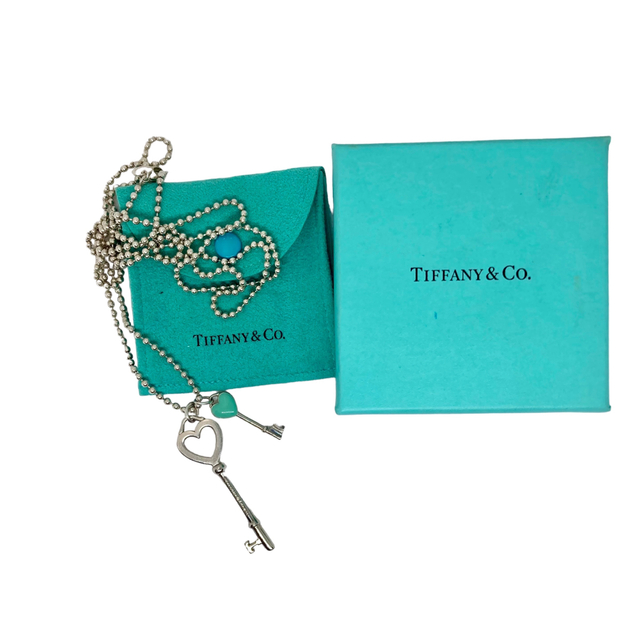 TIFFANY ハート キー ロング シルバー ネックレス ティファニー ブルー