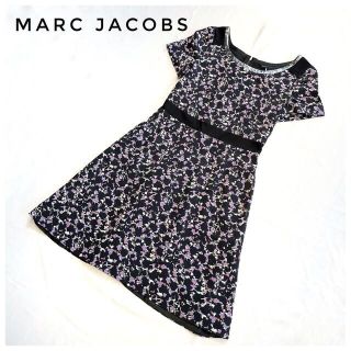 マークジェイコブス(MARC JACOBS)の美品　マークジェイコブス　ワンピース　シルク　ブラック×パープル　希少　サイズ0(ひざ丈ワンピース)