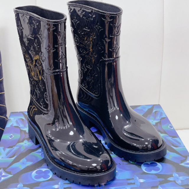 大注目】 VUITTON LOUIS ルイ レインブーツ ドロップスライン ヴィトン