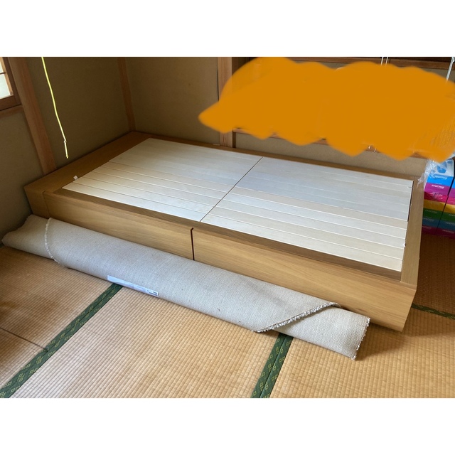 【オーク材】収納ベッド・スモール　収納棚付き