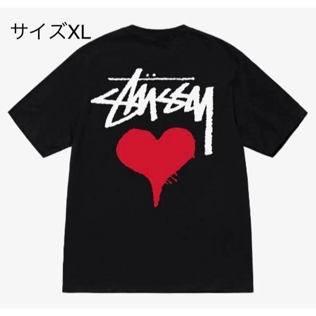 新品】stussy Tシャツ サイズXL ブラック ハート - Tシャツ/カットソー