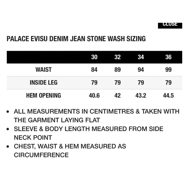 palace evisu denim jean stone wash 36 | hartwellspremium.com