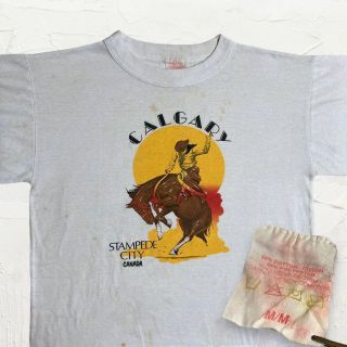 JVA  ビンテージ 70-80s  白 カナダ　カウボーイ　馬 Tシャツ(Tシャツ/カットソー(半袖/袖なし))