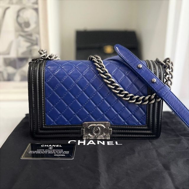 CHANEL - 美品☆ シャネル ボーイシャネル ショルダーバッグ 青 ...