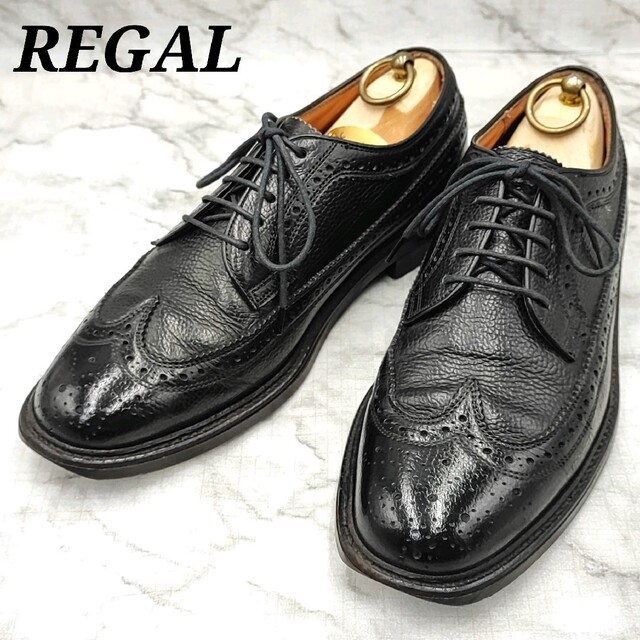 REGAL - REGAL リーガル☆ウィングチップ メダリオン 革靴 黒 24の通販