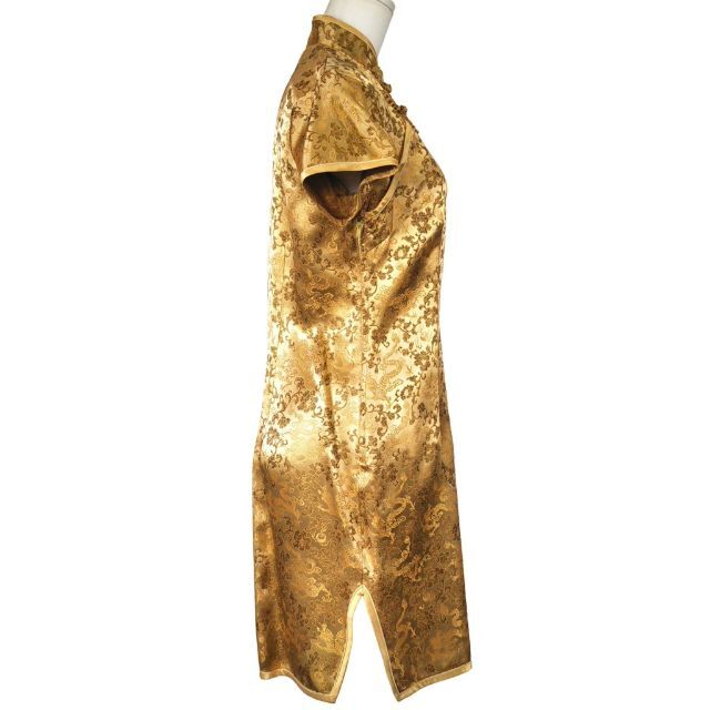 Kamome　チャイナドレス ミニ ワンピ ゴールド 金 レディースのフォーマル/ドレス(ミニドレス)の商品写真