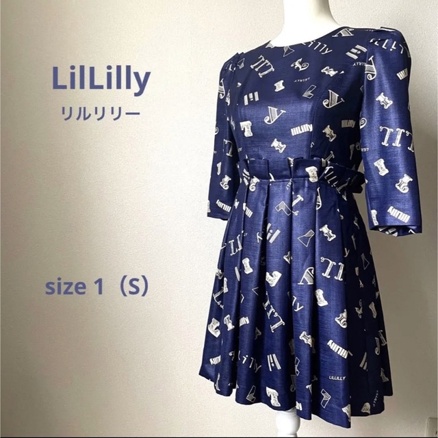 lilLilly(リルリリー)のlilLillyリルリリー ロゴワンピース ネイビー レディースのワンピース(ひざ丈ワンピース)の商品写真