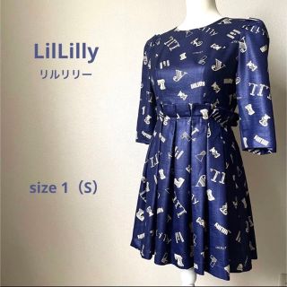 リルリリー(lilLilly)のlilLillyリルリリー ロゴワンピース ネイビー(ひざ丈ワンピース)