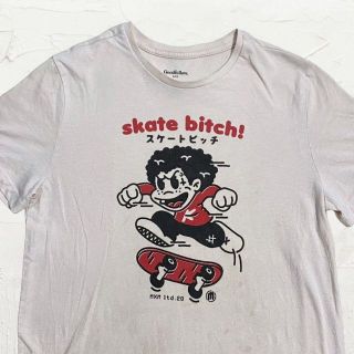 JUE ビンテージ   ピンク スケート ビッチ ストリート　スケボー Tシャツ(Tシャツ/カットソー(半袖/袖なし))