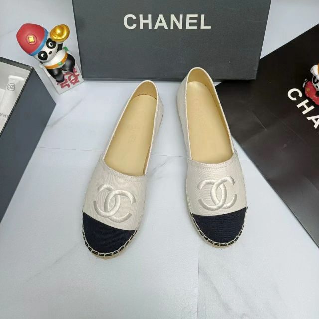 CHANEL エスパドリーユ 37 スウェード 靴 フラットシューズ サンダル-