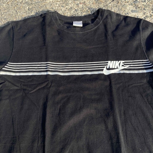 【00sy2k】NIKE グレータグ　スウッシュ　ボーダー　良デザインTシャツ