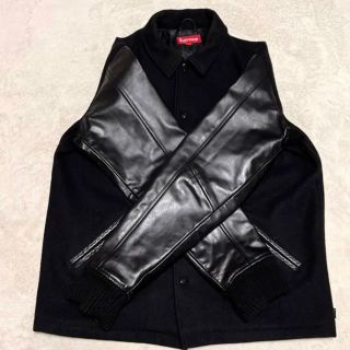 状態良好】シュプリーム 11FWスタジャン 袖レザー Lサイズ ブラック