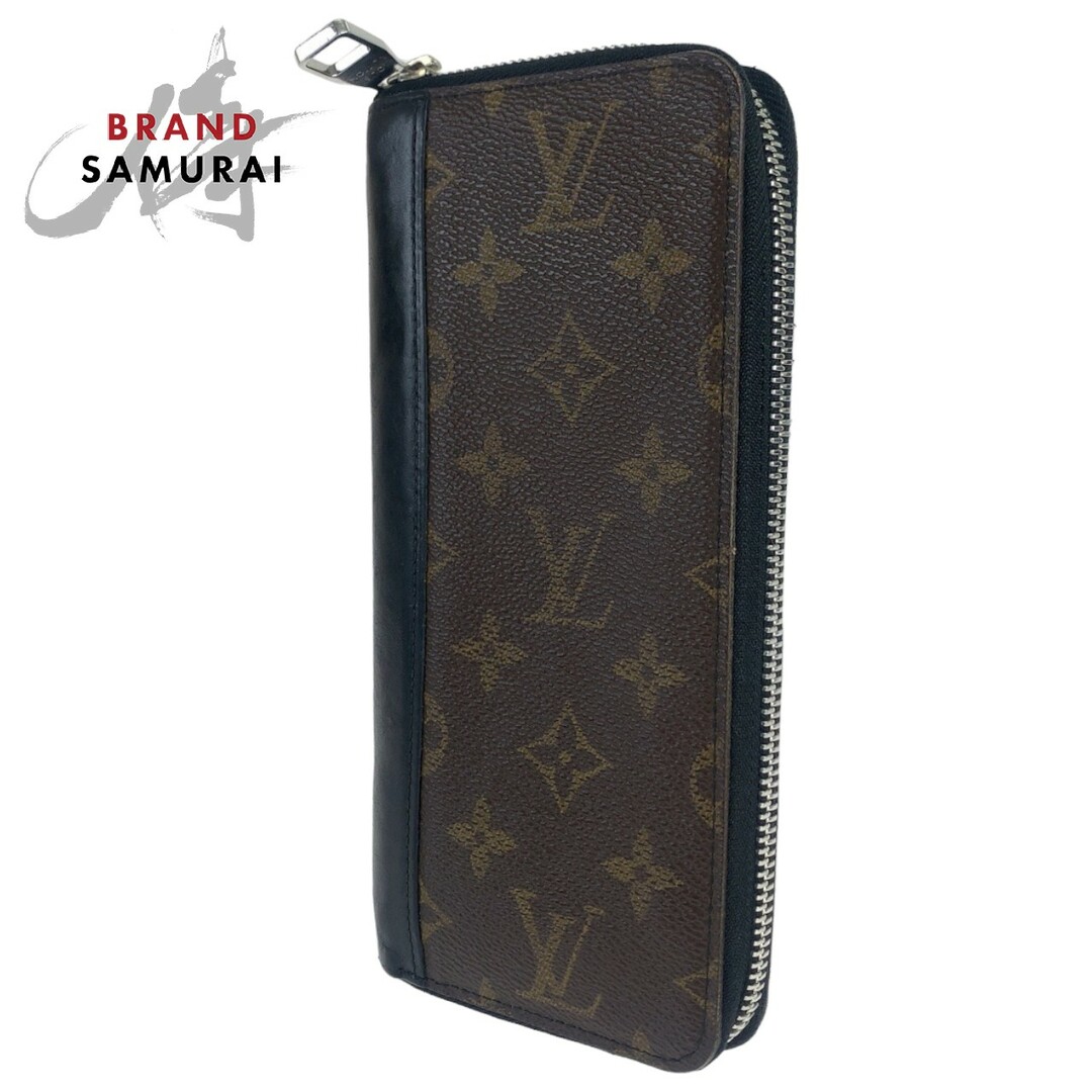 LOUIS VUITTON ルイヴィトン モノグラム マカサー ジッピーヴェルティカル ブラウン 茶 ブラック 黒 ゴールド金具 PVC M60109 長財布 ラウンドファスナー ラウンドジップ メンズ 401447