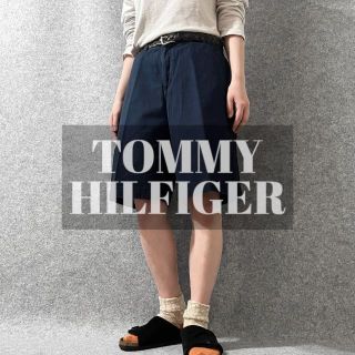 トミーヒルフィガー(TOMMY HILFIGER)の【トミーヒルフィガー】ワイド チノパン ショーツ ハーフパンツ 濃紺 W34(ショートパンツ)