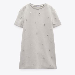 zara ラインストーンフェイクスエードワンピース