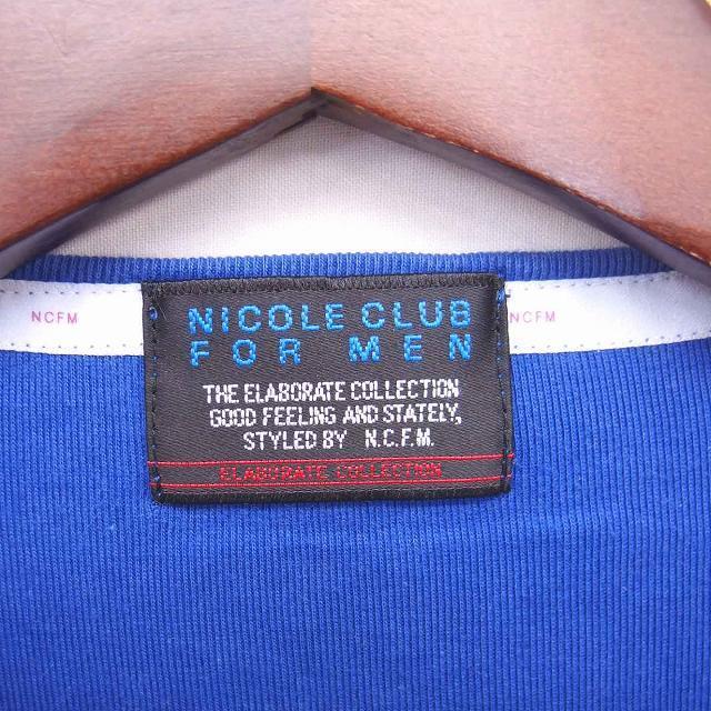 NICOLE CLUB FOR MEN(ニコルクラブフォーメン)のニコルクラブフォーメン Tシャツ カットソー 英字 長袖 46 ブルー 青 メンズのトップス(Tシャツ/カットソー(七分/長袖))の商品写真