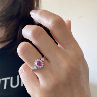 pt900 プリンセスのように愛らしい カボションルビーダイヤモンド