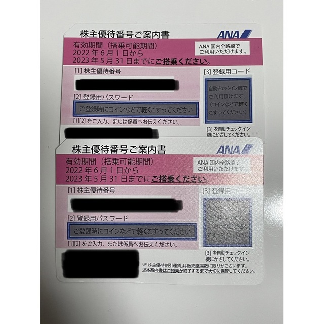 ANA 株主優待 2枚 有効期間2023/05/31 チケットの乗車券/交通券(航空券)の商品写真