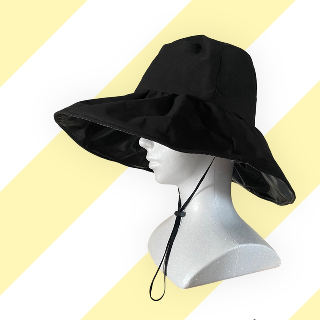 日よけ帽子 日焼け防止 ブラック 折りたたみ 送料無料 レディースの帽子(ハット)の商品写真