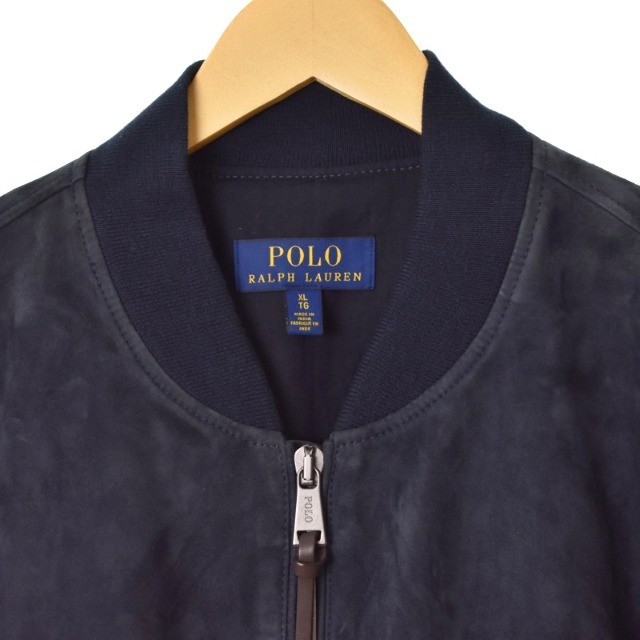 POLO RALPH LAUREN(ポロラルフローレン)のポロ ラルフローレン スエード ジャケット ブルゾン レザー やぎ革 XL 紺 メンズのジャケット/アウター(レザージャケット)の商品写真