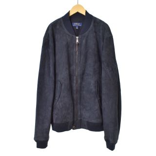 ポロラルフローレン(POLO RALPH LAUREN)のポロ ラルフローレン スエード ジャケット ブルゾン レザー やぎ革 XL 紺(レザージャケット)