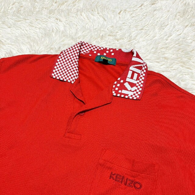 KENZO(ケンゾー)の大人気　KENZO GOLF　ケンゾーゴルフ　半袖ポロシャツ　アシンメトリー　赤 スポーツ/アウトドアのゴルフ(ウエア)の商品写真